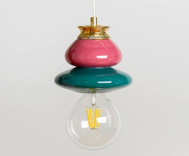 Ceiling Ceramic Lamp, Colorful Handmade Lampshade Design, Unique Light Fixture Gift - image 1