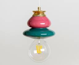 Ceiling Ceramic Lamp, Colorful Handmade Lampshade Design, Unique Light Fixture Gift - thumbnail 1