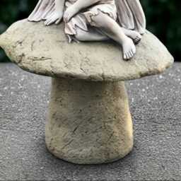 Large Fairy On Mushroom Garden Statue Concrete Sculpture Whimsical Outdoor Decoration Fantasy Ornament Magical Figurine - thumbnail 3