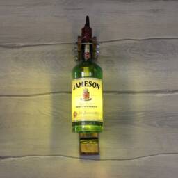 Jameson Whiskey Bottle Lamp Handmade Oak Bar Decor Light - thumbnail 2