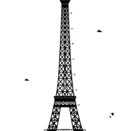 Eiffel Tower Wall Decal Paris Silhouette Decor With Clouds & Plane - thumbnail 3
