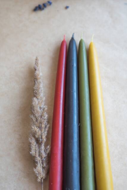 100% Pure Beeswax Taper Candles - 18 Hour Burn Time Each - Handmade, All Natural, Unscented Honey Dipped Style - image 1