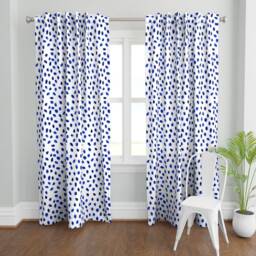 Dots Curtain Panel - Watercolor Spots Polka Blue & White Chinoiserie Custom Indigo Splots By Limezinniasdesign - thumbnail 2