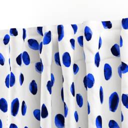 Dots Curtain Panel - Watercolor Spots Polka Blue & White Chinoiserie Custom Indigo Splots By Limezinniasdesign - thumbnail 3