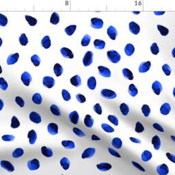 Dots Curtain Panel - Watercolor Spots Polka Blue & White Chinoiserie Custom Indigo Splots By Limezinniasdesign - thumbnail 4