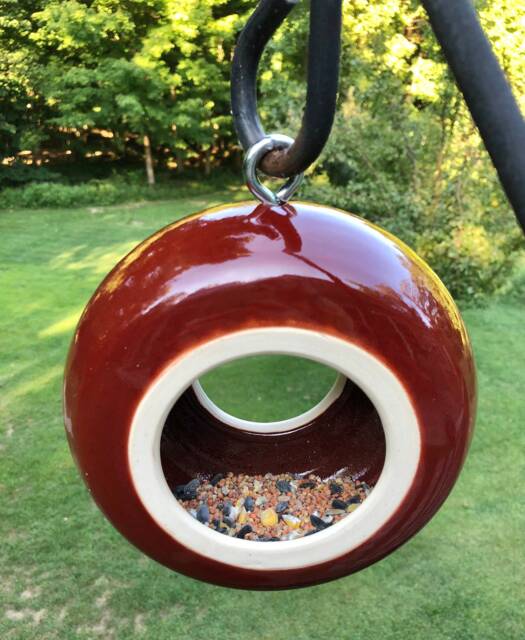 Handmade Ceramic Bird Feeder Modern Outdoor Yard Art - image 1