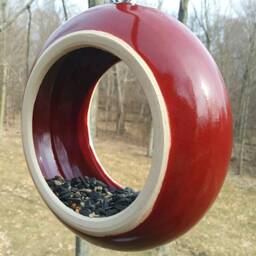 Handmade Ceramic Bird Feeder Modern Outdoor Yard Art - thumbnail 4