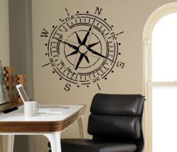 Compass Rose Wall Decal Vinyl Sticker Marine Navigation Nautical Art Decor Home Interior Room Design 5(Mrn - thumbnail 1