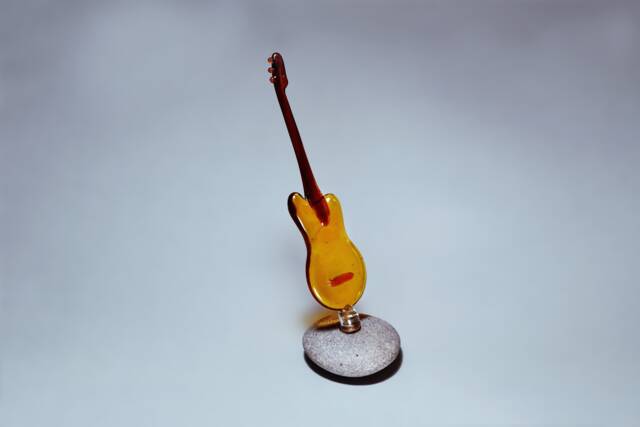 Lampwork Glass Guitar Figurine/Handmade Music Lover Gift Miniature - image 1
