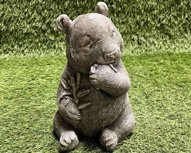 Concrete Panda Eating Bamboo Outdoor Garden Ornament Frost Protected - image 1