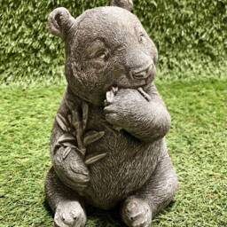 Concrete Panda Eating Bamboo Outdoor Garden Ornament Frost Protected - thumbnail 2