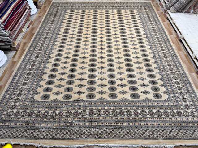 10x14 Beige Color Bokhara Rug - Washable Kitchen Woolen Living Room Hand Knotted Wall Turkish - image 1