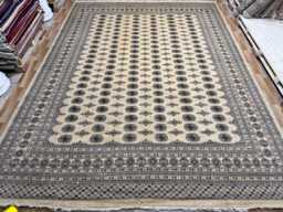 10x14 Beige Color Bokhara Rug - Washable Kitchen Woolen Living Room Hand Knotted Wall Turkish - thumbnail 1
