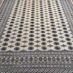 10x14 Beige Color Bokhara Rug - Washable Kitchen Woolen Living Room Hand Knotted Wall Turkish - thumbnail 2