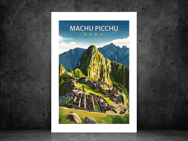 Machu Picchu Peru Travel Poster - Vintage Wall Print Scenic Mountain Landscape Destination Art A5 A4 A3 Framed Or Unframed - image 1