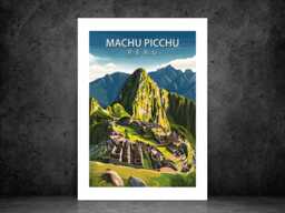 Machu Picchu Peru Travel Poster - Vintage Wall Print Scenic Mountain Landscape Destination Art A5 A4 A3 Framed Or Unframed - thumbnail 1