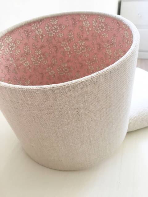 Handmade Linen Drum Lampshade Pink Liberty Floral Lined - image 1