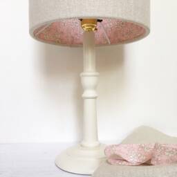 Handmade Linen Drum Lampshade Pink Liberty Floral Lined - thumbnail 3