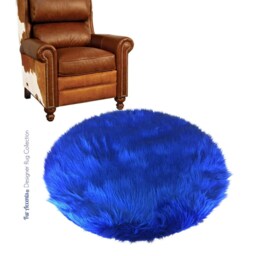Shaggy Faux Fur Round Area Rug - Handmade Designer Throw - thumbnail 3