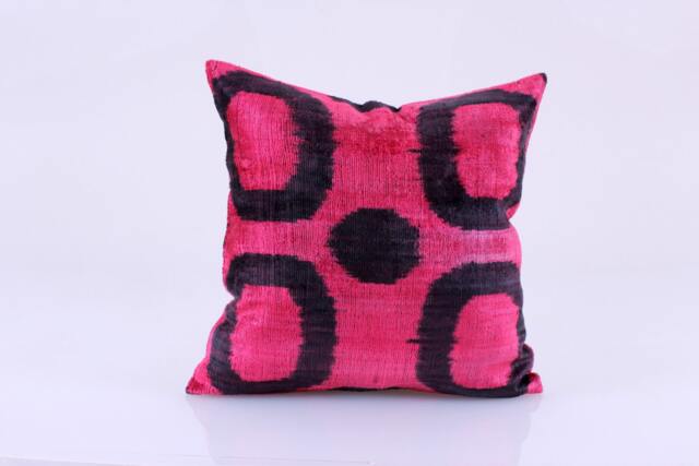 16x16 Ikat Velvet Pillow Cover, Handmade Cushion, Decorative Throw Pillow, Boho Cushion Turkish Home Decor - image 1