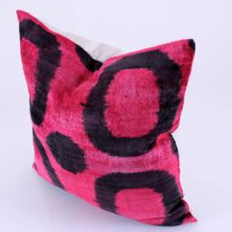 16x16 Ikat Velvet Pillow Cover, Handmade Cushion, Decorative Throw Pillow, Boho Cushion Turkish Home Decor - thumbnail 2