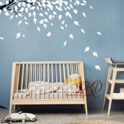 Giant Corner Tree Wall Decal, Falling Leaves, Nursery Decor - thumbnail 2