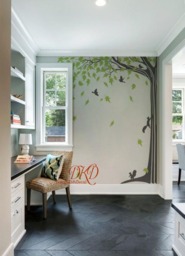 Giant Corner Tree Wall Decal, Falling Leaves, Nursery Decor - thumbnail 1