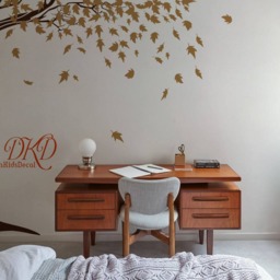 Giant Corner Tree Wall Decal, Falling Leaves, Nursery Decor - thumbnail 3