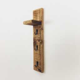 Key Holder With Shelf, Vertical Rustic Rack, Narrow & Slim Designed Wooden Storage For Hallways, Entryways & Office, Hooks - thumbnail 2