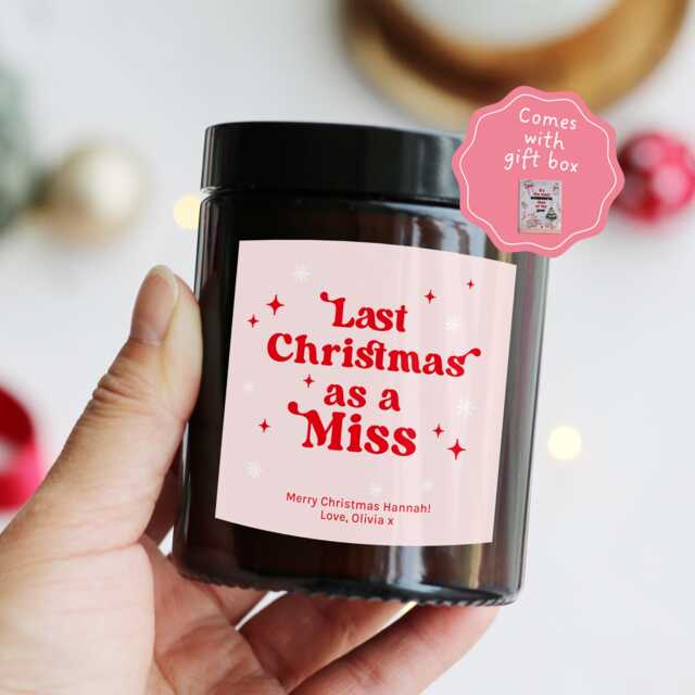 Engagement Christmas Gift For Her Friend Bride To Be Fiancee - Last As A Miss Engaged Candle - image 1