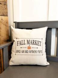 Fall Market Linen Pillow Cover Farmhouse Autumn Decor - thumbnail 2