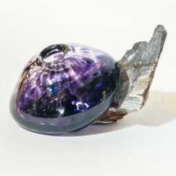 Handmade Blown Glass Vase With Petrified Wood By Reko Sullivan, Artist - thumbnail 3