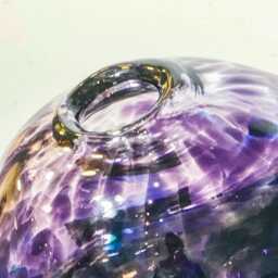 Handmade Blown Glass Vase With Petrified Wood By Reko Sullivan, Artist - thumbnail 2