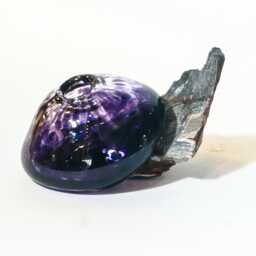 Handmade Blown Glass Vase With Petrified Wood By Reko Sullivan, Artist