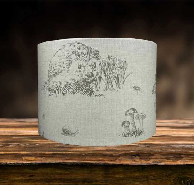 Woodland Animal Lampshade For Ceiling & Table Lamps, Hedgehog Hare Squirrel Drum Light Shade - image 1