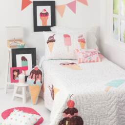 Ice Cream Bedding Set - Kids Quilt, Sprinkles Sheet, Personalized
