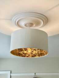 Leanne White With Metallic Bronze Look Interior Linen Style Cylinder/ Drum Lampshades/ Pendant Shade/ Table, Handmade in Uk, Decor - thumbnail 1