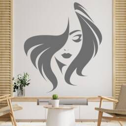 Woman Face Vinyl Wall Decal Beauty Salon Decor T141 - thumbnail 2