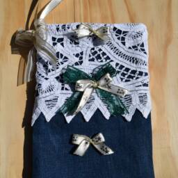 Christmas Stocking - Denim Personalised Personalized Santa Sack Xmas Sock, Style Is Boho - thumbnail 3