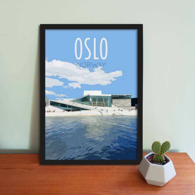 Oslo Travel Poster - Retro Norway Art Print - image 1