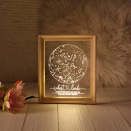 Star Map On Night Light - Personalized Constellation Stars Wedding Chart Anniversary Gift Celestial Engagement Sign - thumbnail 2