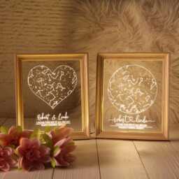 Star Map On Night Light - Personalized Constellation Stars Wedding Chart Anniversary Gift Celestial Engagement Sign
