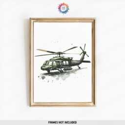 Green Military Vehicle Prints - Set Of 3 Posters - Watercolour Design Boys Room Bedroom Decor Gifts Army Wall Art Kids Artwork - thumbnail 3