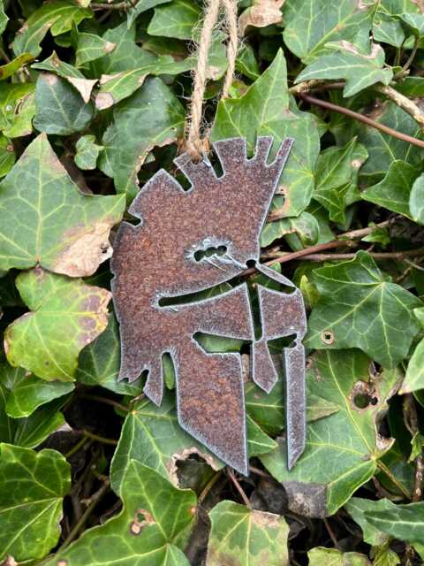 Rustic Spartan Helmet Christmas Ornament Military Wall Decor - 10cm - image 1