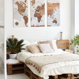 Wood World Map Wall Art, Push Pin Decor, Personalized Travel With Pins, Wooden Apartment Decor New House Gift - thumbnail 2