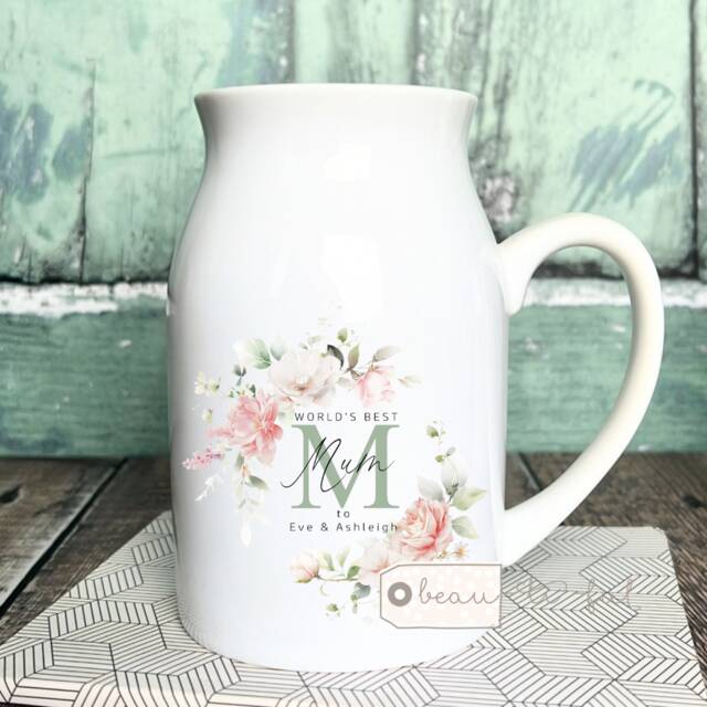 Personalised World's Best Nanna Nanny Mum Auntie Nana Grandma Mama Mother's Day Gift Floral Ceramic Small Vase Jug Mug Birthday - image 1