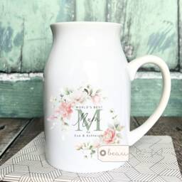 Personalised World's Best Nanna Nanny Mum Auntie Nana Grandma Mama Mother's Day Gift Floral Ceramic Small Vase Jug Mug Birthday - thumbnail 1