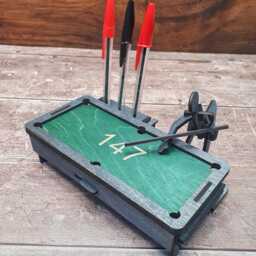 Novelty Billiards Pen Holder-Desktop Snooker Table Wood Ornament-Snooker Gift-Pool Gift-Personalised Games Gift, Office Desk Green Bed - thumbnail 2