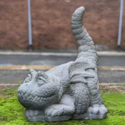 Playful Baby Dragon Statue Concrete Sculpture Stone Mythical Creature Ornament Cement Figurine Garden Lovers Gift - thumbnail 1