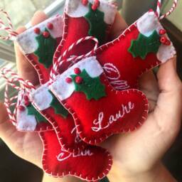 Holiday Mini Stockings Personalized, Personalized Gift Family Ornaments, Stuffer For Traditional Christmas Stocking Idea, Colleague Present - thumbnail 3